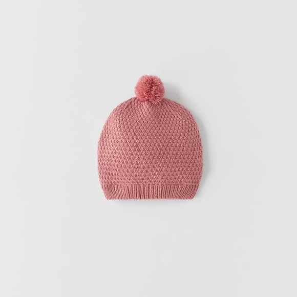 Zara Other - NWT Zara 6-12m knit hat with pompom pink